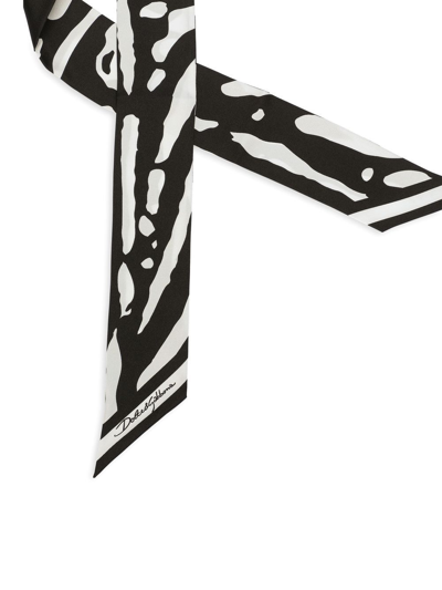 Dolce & Gabbana Zebra-print Twill Scarf In Black