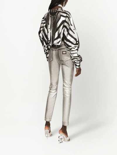 Dolce & Gabbana Audrey Metallic-effect Skinny Jeans In Silver