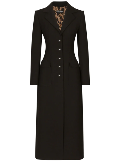 Dolce & Gabbana Fitted-waist Single-breasted Coat In Black