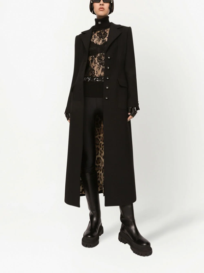Dolce & Gabbana Fitted-waist Single-breasted Coat In Black