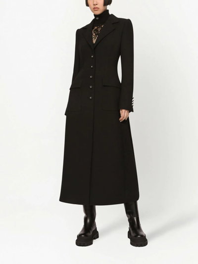 Dolce & Gabbana Fitted-waist Single-breasted Coat In Black