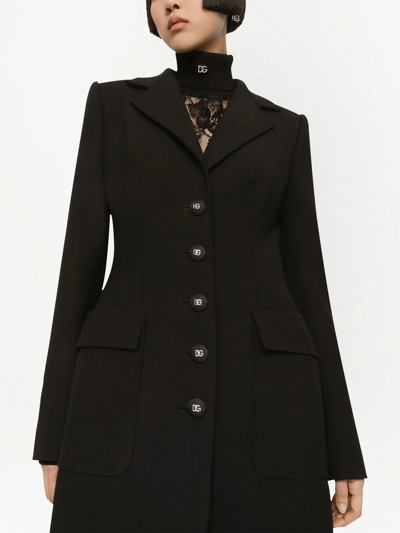 Dolce & Gabbana Fitted-waist Single-breasted Coat In Black