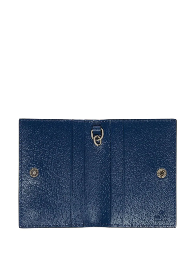 Shop Gucci Gg Marmont Card Case With Strap In Blue