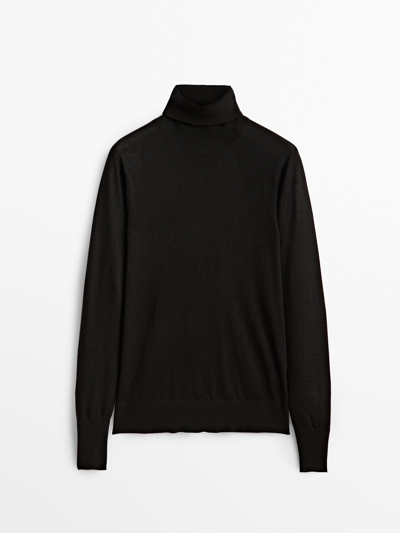Massimo Dutti Long Sleeve High Neck Sweater In Black | ModeSens
