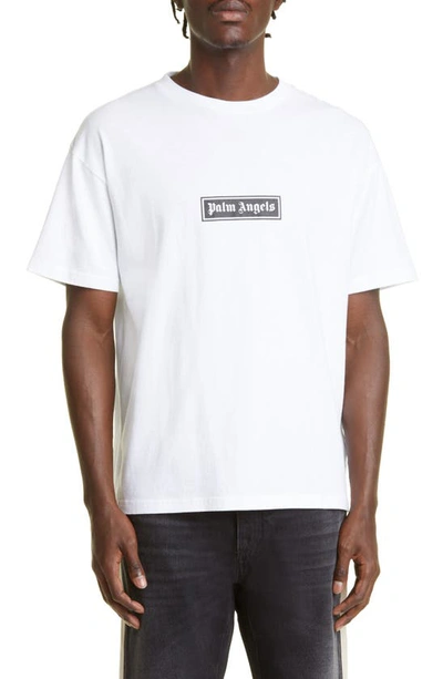 Shop Palm Angels Box Logo Cotton Graphic Tee In White White