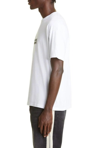 Shop Palm Angels Box Logo Cotton Graphic Tee In White White