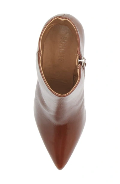 Schutz Mikki Pointed Toe Bootie In Walnut