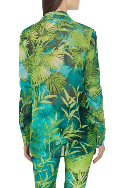 Shop Versace Jungle Print Silk Muslin Shirt In Green And Print