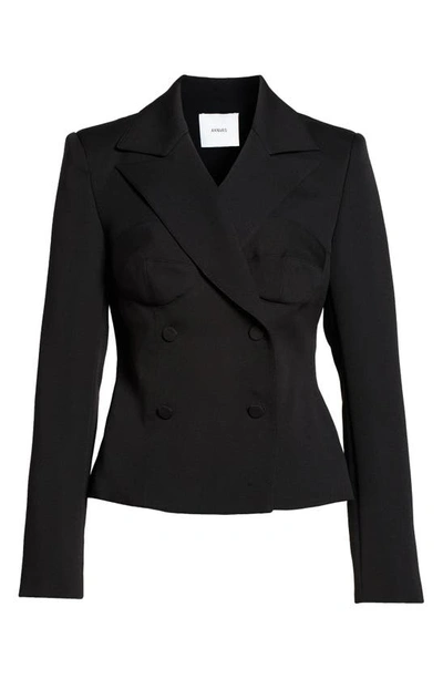 Shop Aknvas Naomi Bustier Crop Jacket In Black
