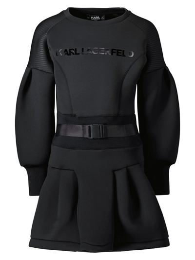 Shop Karl Lagerfeld Kids Dress For Girls In Black