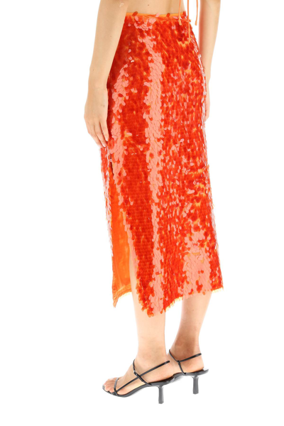 Shop Rotate Birger Christensen Caitlin Midi Skirt In Orange