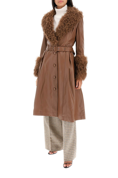 SAKS POTTS 'FOXY' LEATHER AND SHEARLING LONG COAT SAKS POTTS 