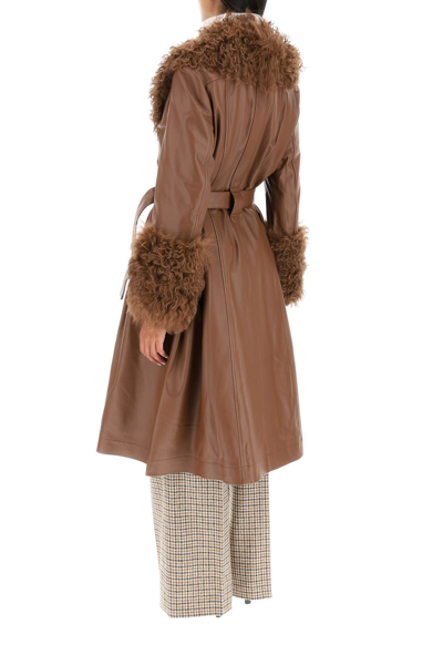 Shop Saks Potts 'foxy' Leather And Shearling Long Coat
