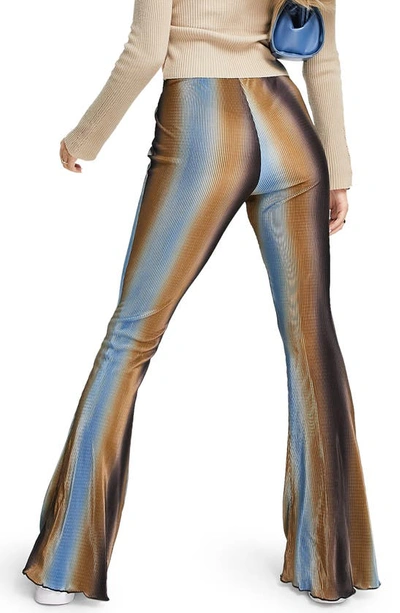 Topshop Ombré Plissé Flare Pants In Turquoise | ModeSens