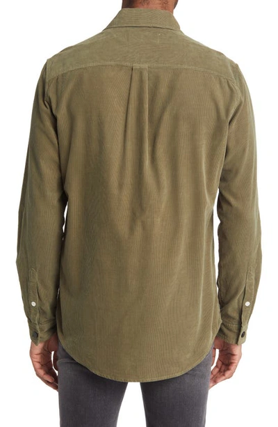 Shop Frame Long Sleeve Corduroy Button-up Shirt In Military Green