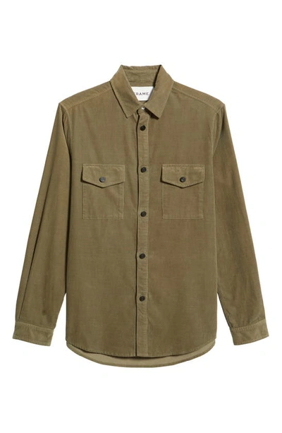 Shop Frame Long Sleeve Corduroy Button-up Shirt In Military Green