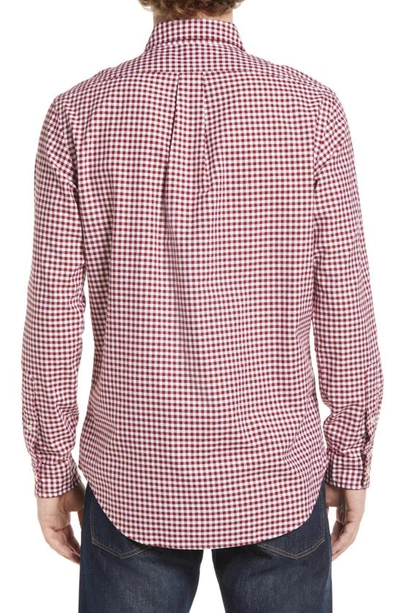 Shop Polo Ralph Lauren Gingham Cotton Oxford Button-down Shirt In Wine/ White