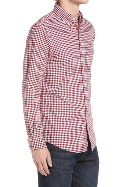 Shop Polo Ralph Lauren Gingham Cotton Oxford Button-down Shirt In Wine/ White