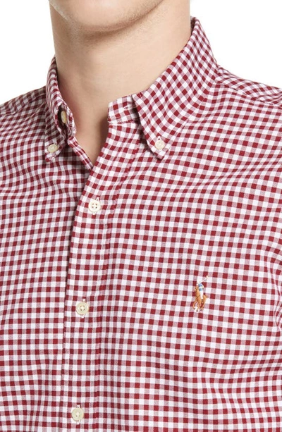 Polo Ralph Lauren Classic Fit Plaid Oxford Shirt In Wine/ White
