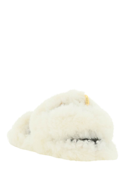 Shop Marni Shearling Fussbett Sandal In White
