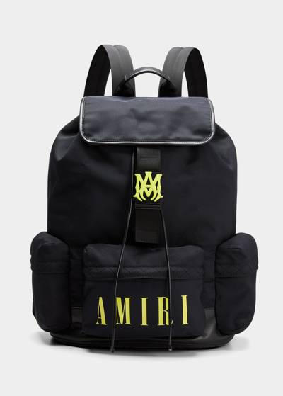 Shop Amiri Men's Ruckasack Nylon Logo Drawstring Backpack In Black