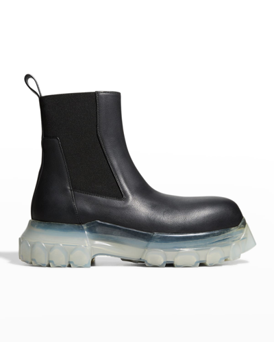 Shop Rick Owens Beatle Bozo Tractor Chelsea Booties In Black Clear