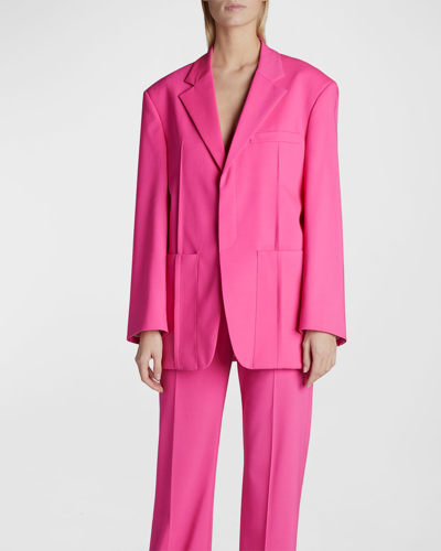 Shop Jacquemus Dhomme Pintuck Single-breasted Jacket In Pink