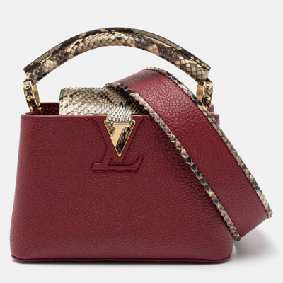 Pre-owned Louis Vuitton Burgundy Taurillon Leather And Python Mini