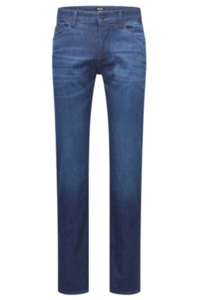 Shop Hugo Boss Regular-fit Jeans In Lightweight Blue Italian Denim In Dark Blue