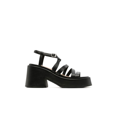 Shop Ganni Black Multi-strap Platform Leather Sandals - Women's - Calf Leather/rubber In 099 - Black
