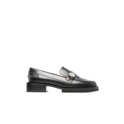 Shop Ganni Embellished Leather Loafers - Women's - Calf Leather/leather/rubber In 099 Black