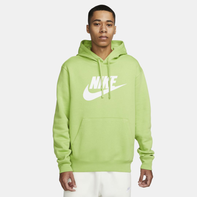 Shop Nike Sportswear Club Fleece Men's Graphic Pullover Hoodie In Vivid Green,vivid Green,white