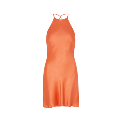 Shop Bec & Bridge Annika Orange Hammered Satin Mini Dress