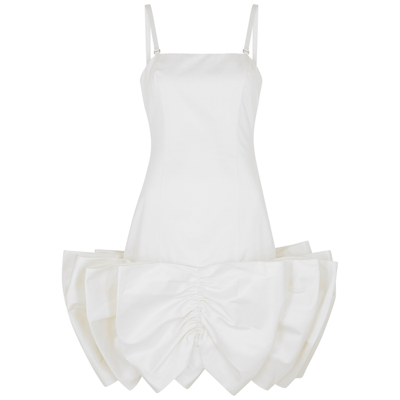 Shop Rotate Birger Christensen Leiza White Ruffled Satin Mini Dress