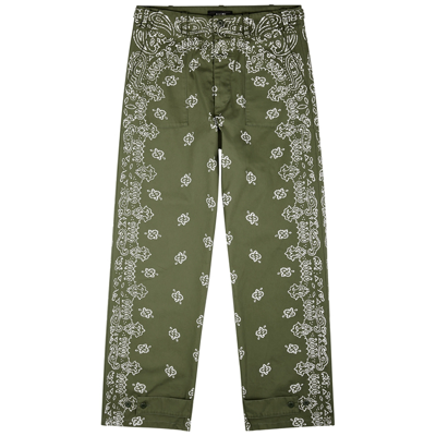 Shop Amiri Green Bandana-print Cotton Trousers