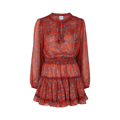 Shop Misa Lorena Red Printed Chiffon Mini Dress