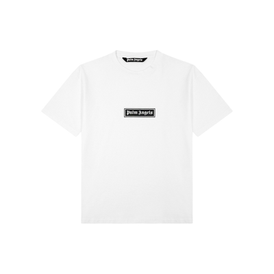 Shop Palm Angels White Logo-print Cotton T-shirt