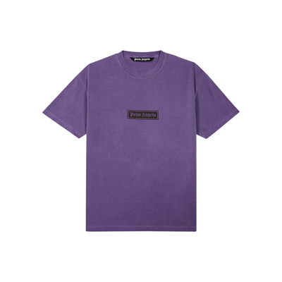 Shop Palm Angels Purple Logo Cotton T-shirt