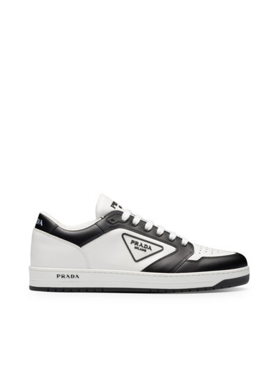 Shop Prada District Sneakers In Leather In White