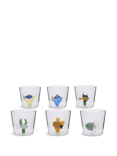 Ichendorf Milano Marine Garden Set-of-six Assorted Tumblers In Weiss