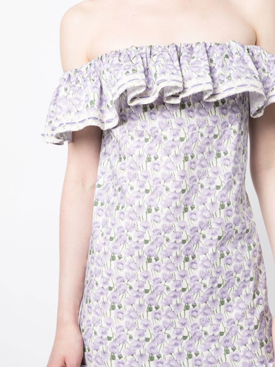 Shop Luisa Beccaria Floral-print Sleeveless Dress In Purple