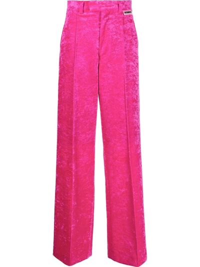Shop Vetements Logo-patch Straight-leg Trousers In Rosa