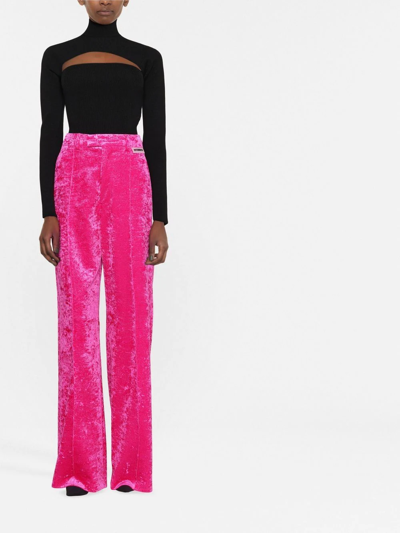 Shop Vetements Logo-patch Straight-leg Trousers In Rosa