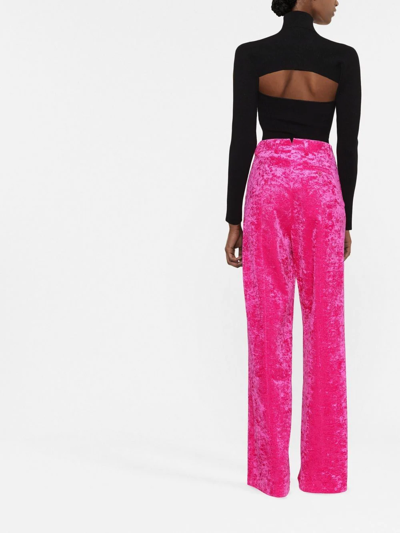 Shop Vetements Logo-patch Straight-leg Trousers In Rosa