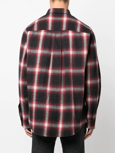 Shop Dsquared2 Logo-print Checked Cotton Shirt In Rot