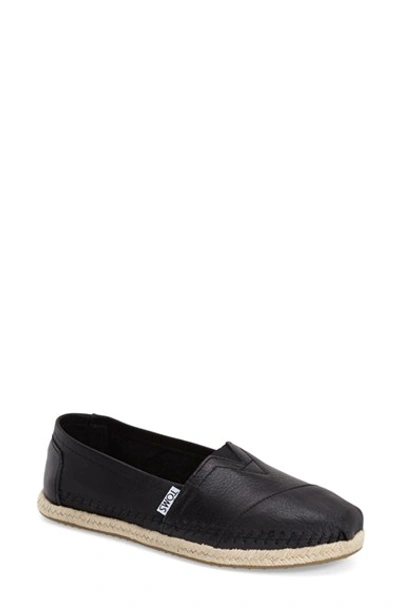 Toms 'classic - Leather' Espadrille Slip-on (women) In Black
