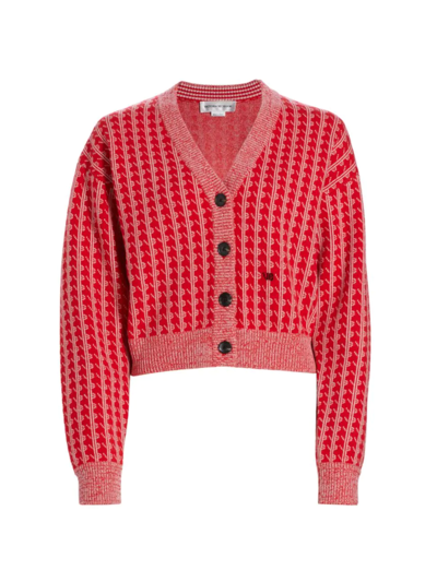 Shop Victoria Beckham Women's Merino-wool-blend V-neck Cardigan In Red Pink
