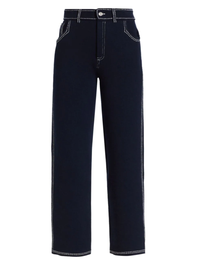 Shop Barrie Contrast Stitch Straight-leg Pants In Nero Navy Niveous