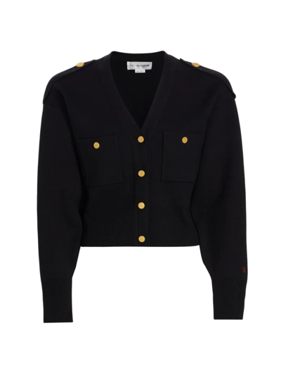 Shop Victoria Beckham Women's Button-detail V-neck Cardigan In Black