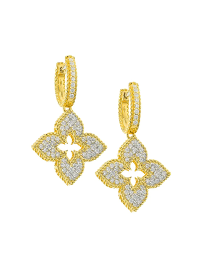 Shop Roberto Coin Women's Venetian Princess 18k Yellow Gold & Diamond Huggie Earrings